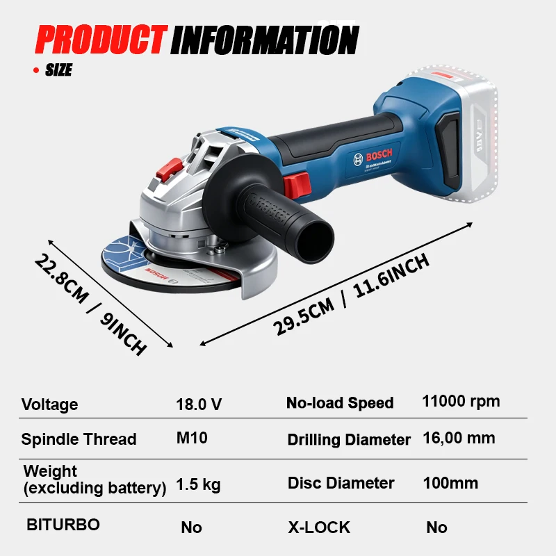 BOSCH GWS 18V-8 Cordless Angle - Power Tools Professional review and price